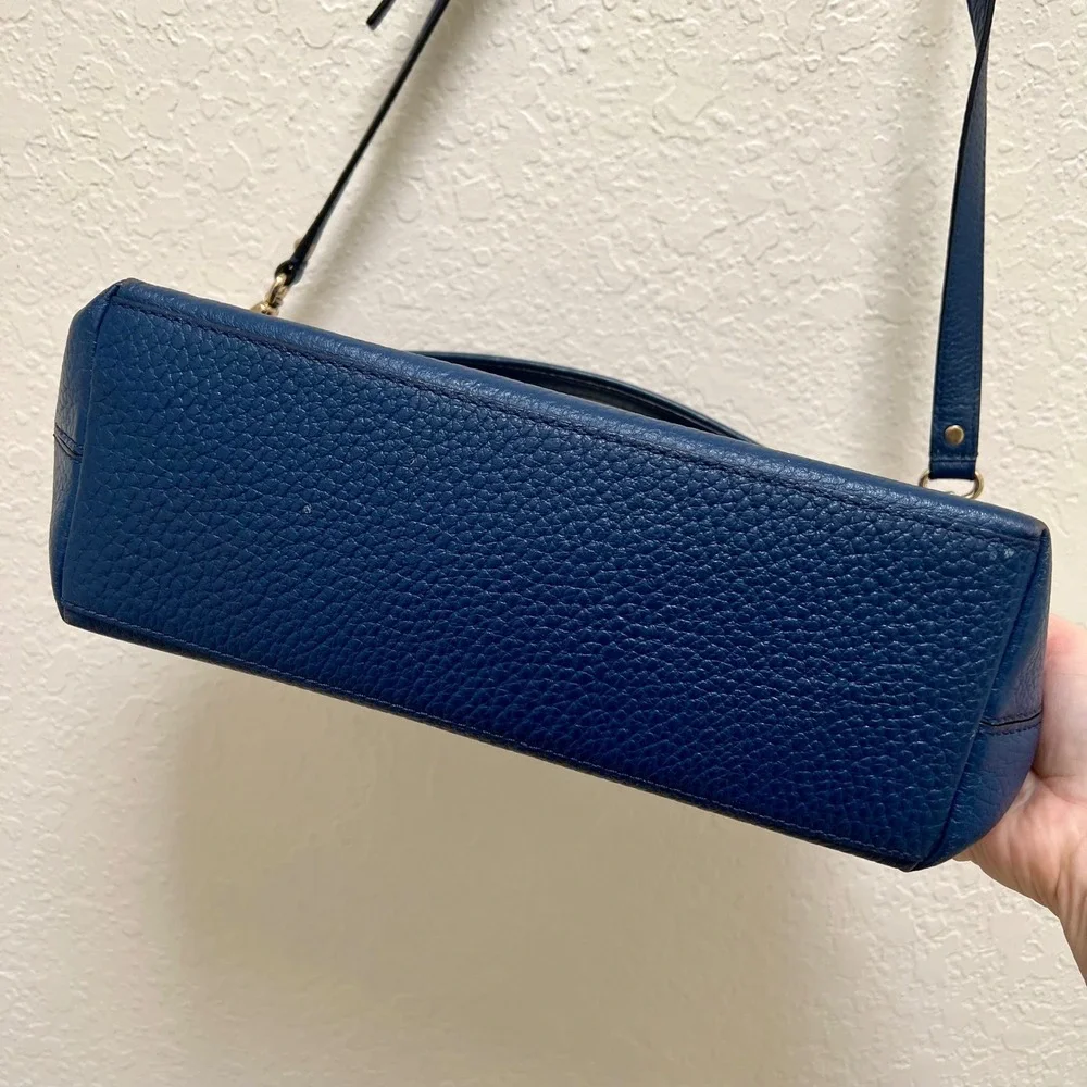 Kate Spade Cobble Hill Little Minka Blue Pebbled Leather Satchel Crossbody Bag